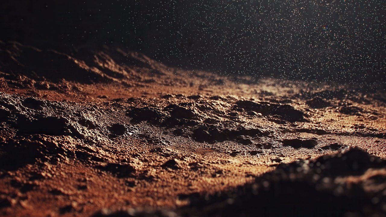 Alien world rocky ground starlit sky