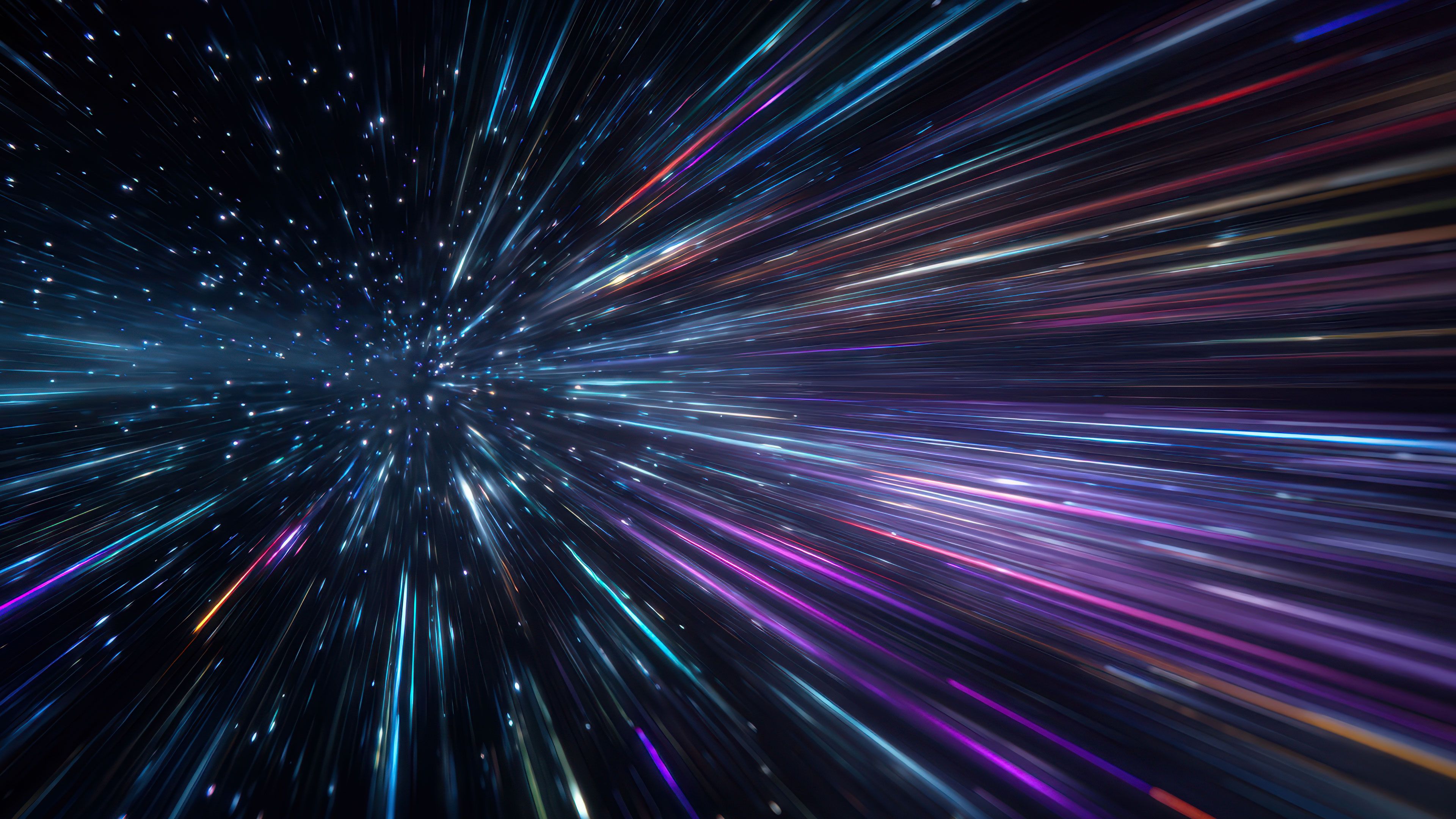 Colorful Warp Speed Light Streaks Space Wallpaper