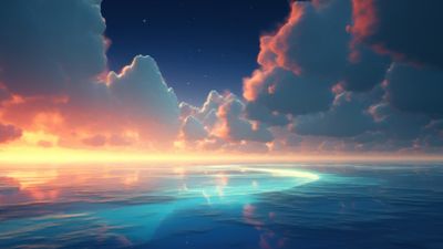 Clouds Meet The Sea 4K Wallpaper