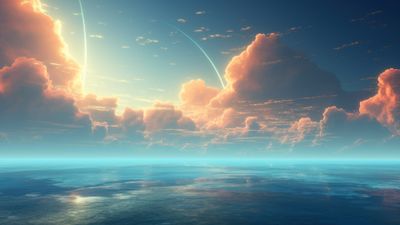 Clouds Meet The Sea 4K Wallpaper