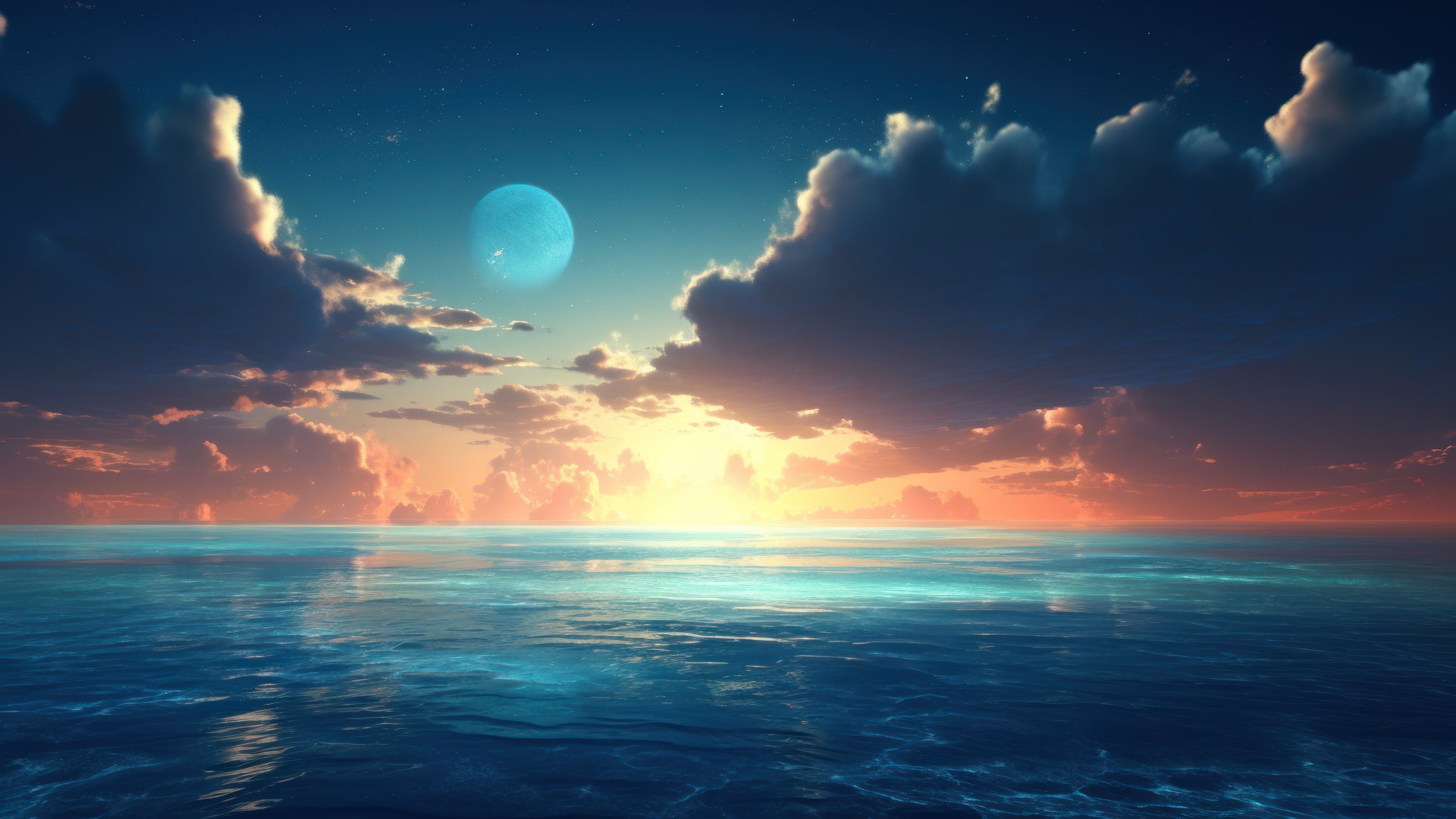 Clouds Meet The Sea 4K Wallpaper