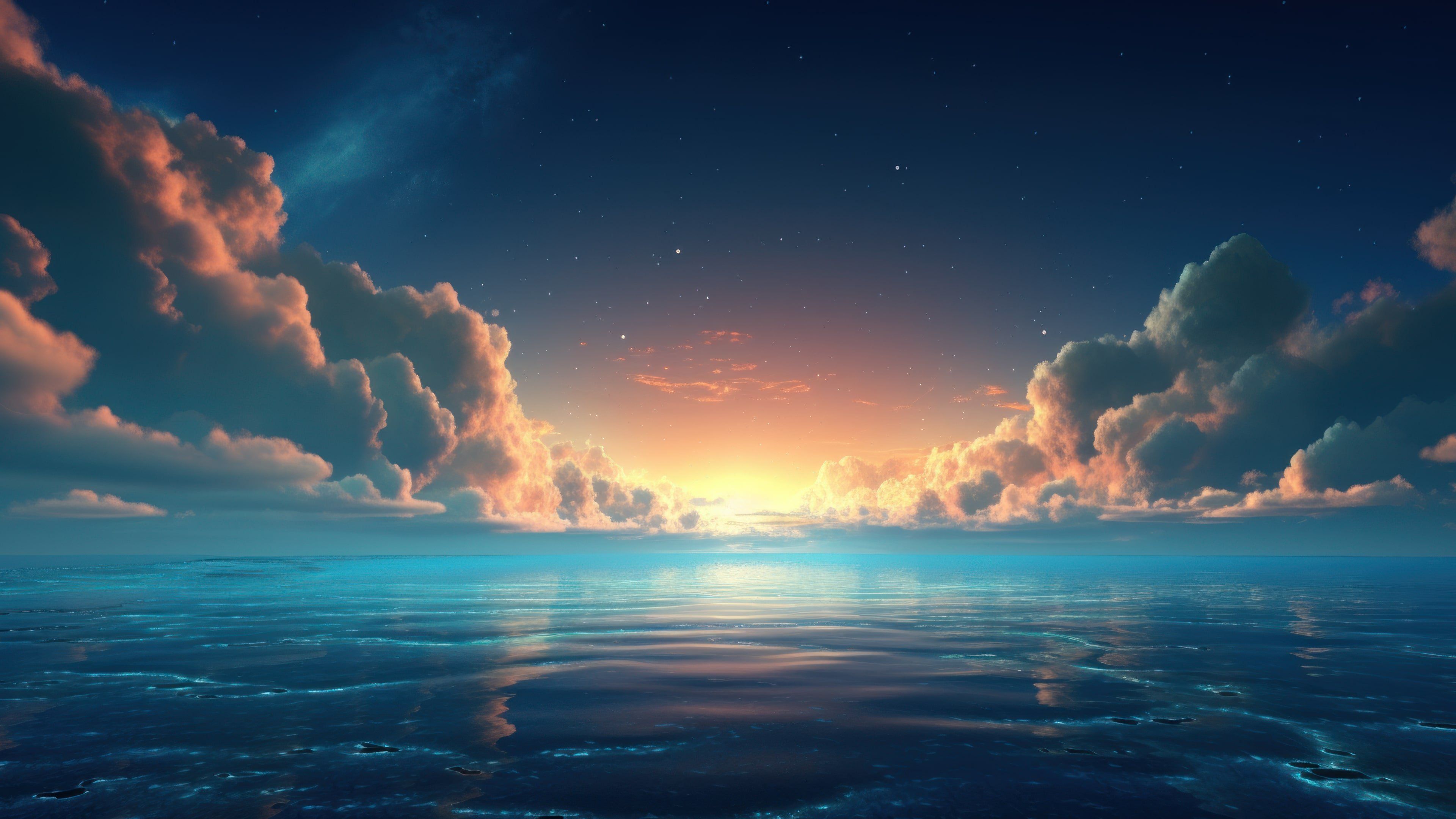 Sunset Over The Sea 4K Wallpaper