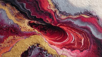Swirling Metallic Red Gold Abstract Painting