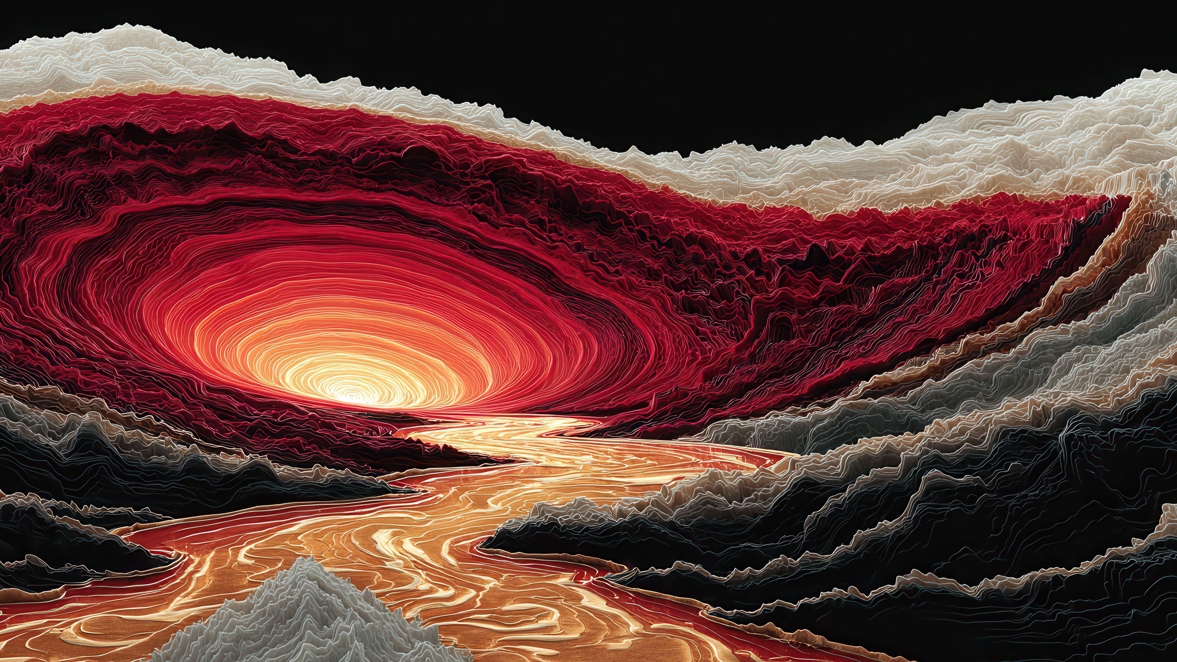 Colorful swirling vortex and light river art