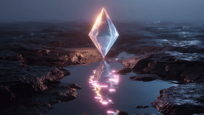 Ethereal Crystal Reflecting Light on Water