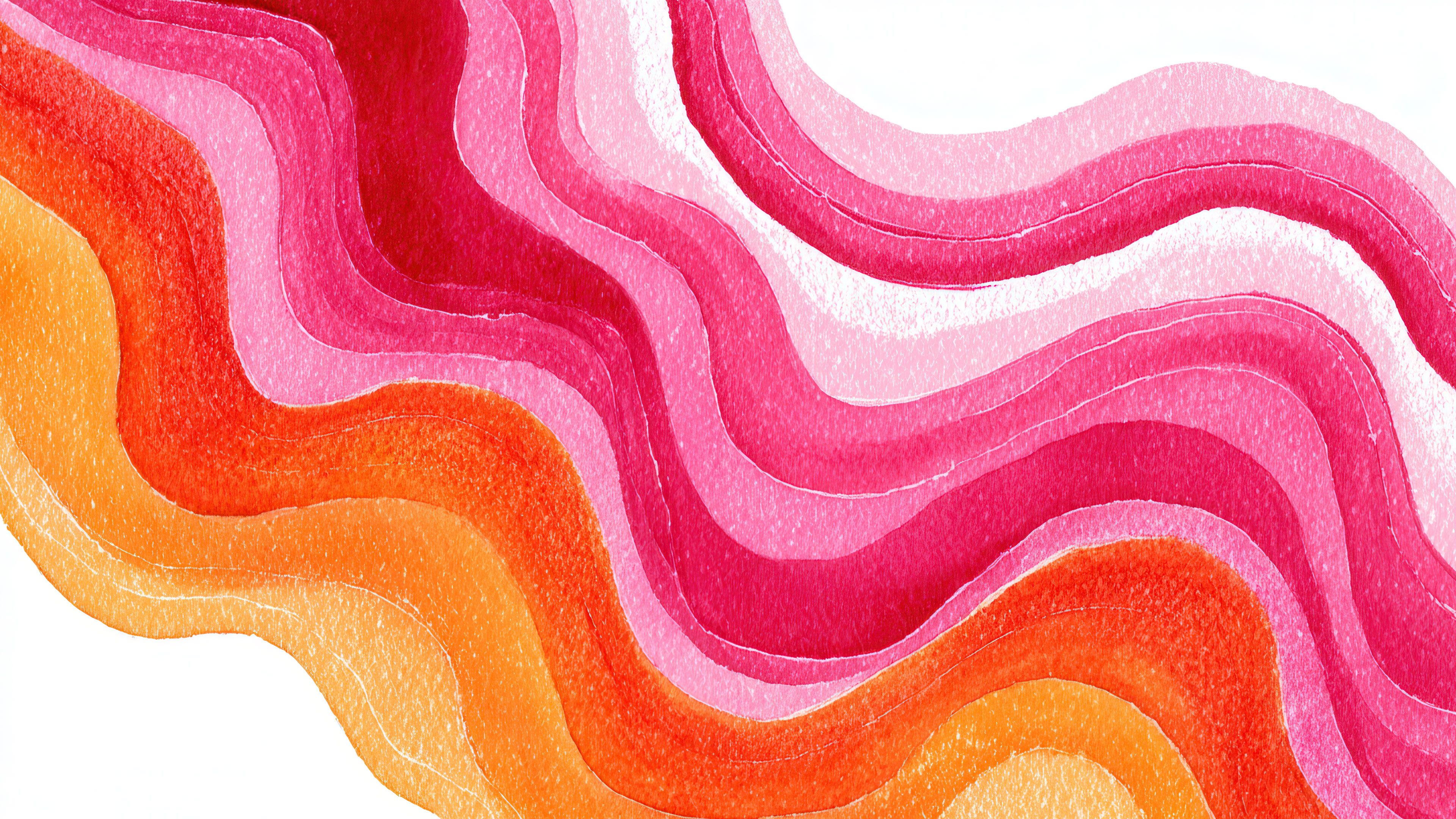 Abstract Pink Orange Watercolor Waves