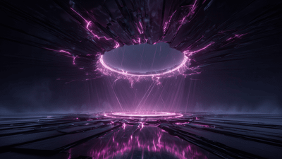 Abstract glowing purple energy portal dark sci fi