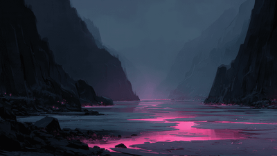 River of Pink Light Canyon Scene