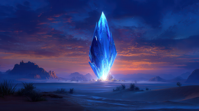 Blue Crystal Radiance in Desert Twilight