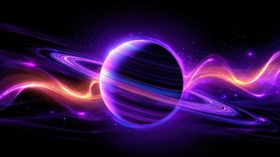 Neon Planet Vibrant Purple Orange Waves