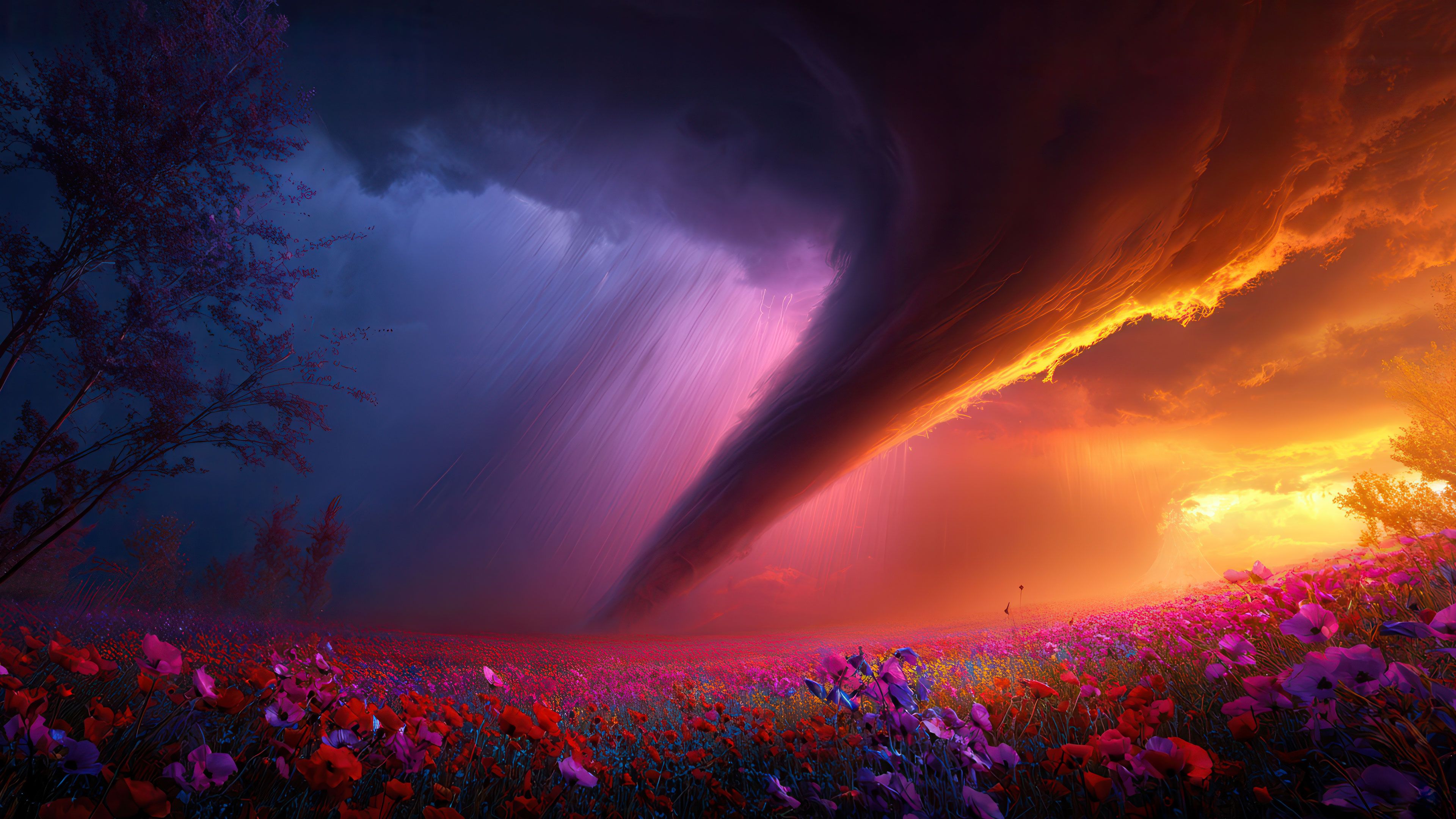 Colorful Vortex Descends Upon Floral Field