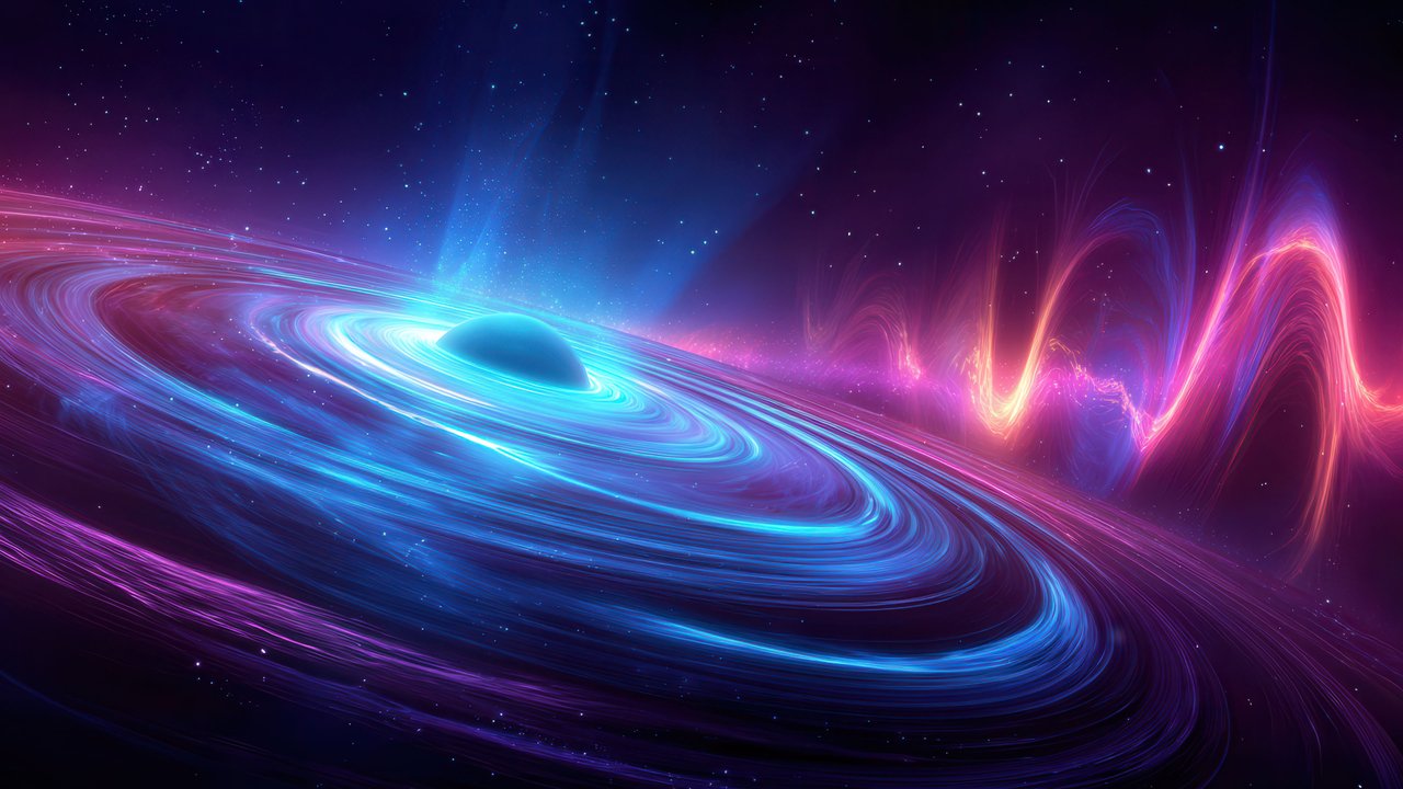 Vibrant Cosmic Spiral with Pulsating Energy Waves