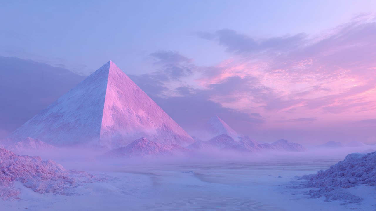Frozen Desert Pyramids at Twilight Glow