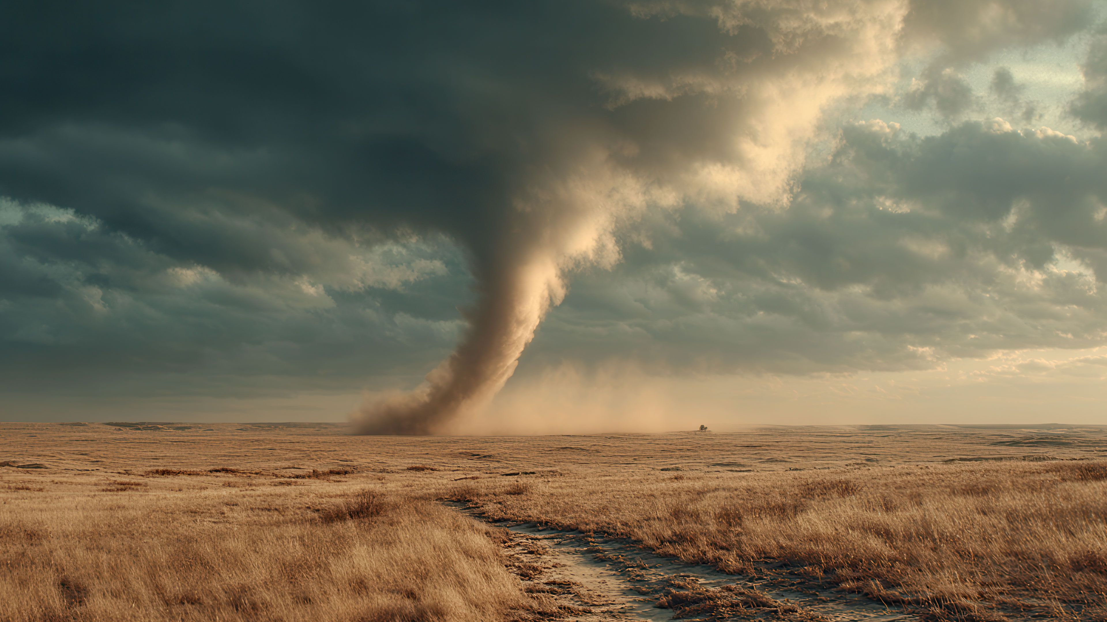 Majestic dust devil spins across the prairie