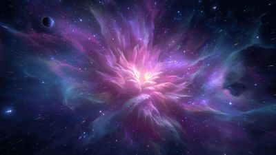 Colorful Cosmic Nebula Bursting With Brilliant Light