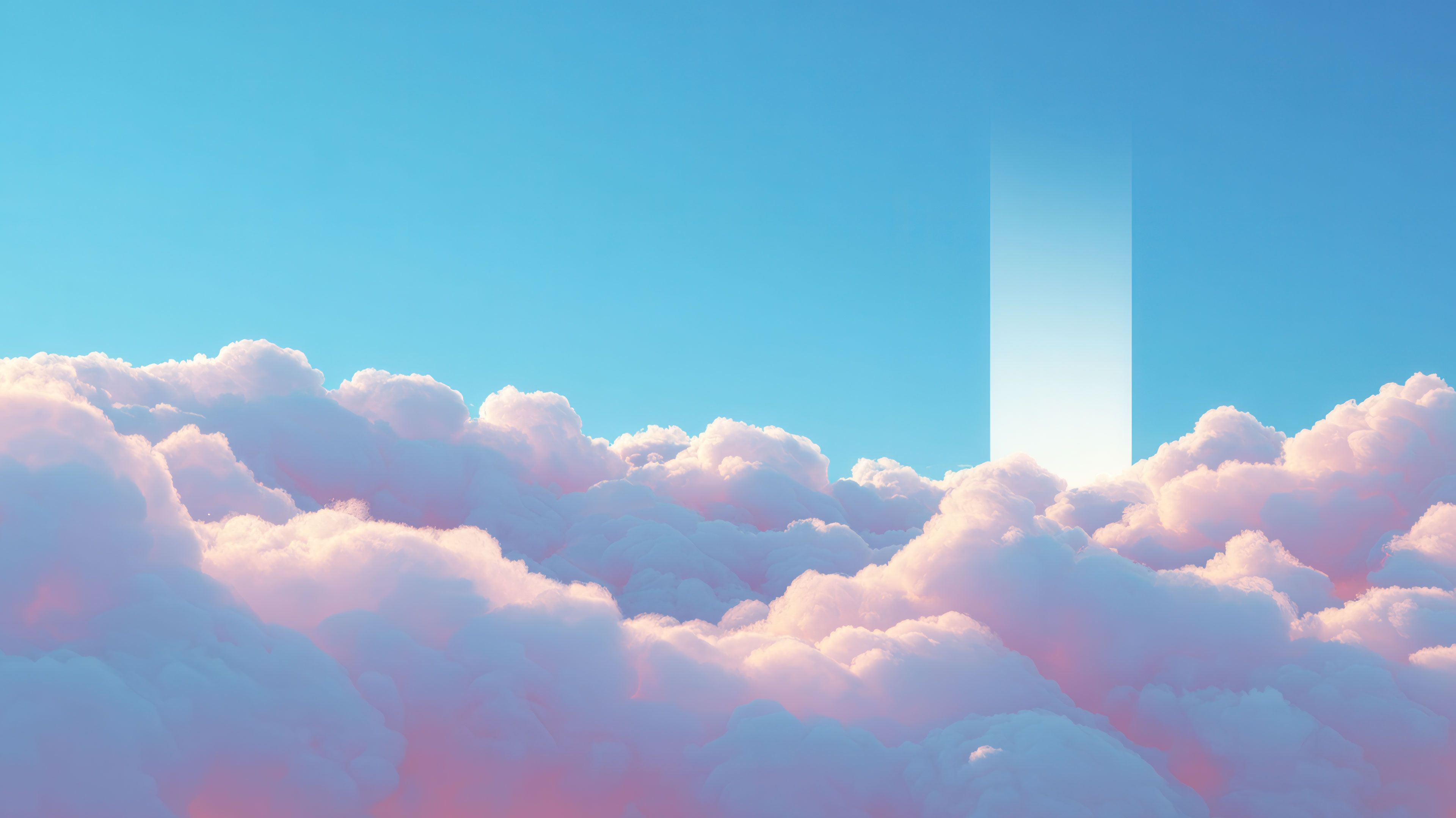 Dreamy Pastel Clouds Blue Sky Light Beam