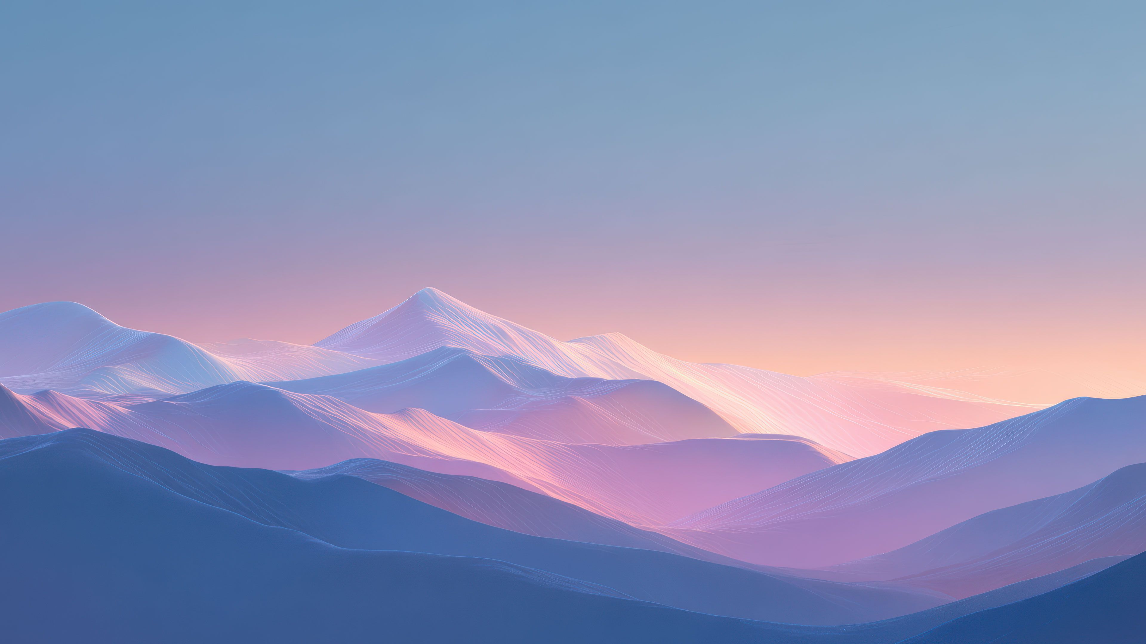 Ethereal Wavy Pastel Mountains Abstract Landscape