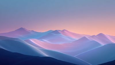 Glowing Abstract Mountains Vibrant Gradient Sky