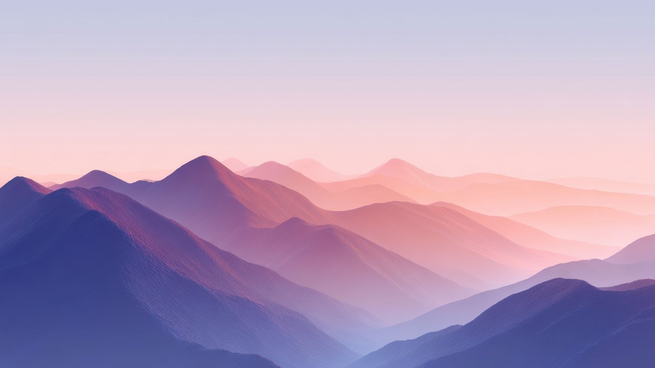 Pastel Gradient Layered Mountain Landscape