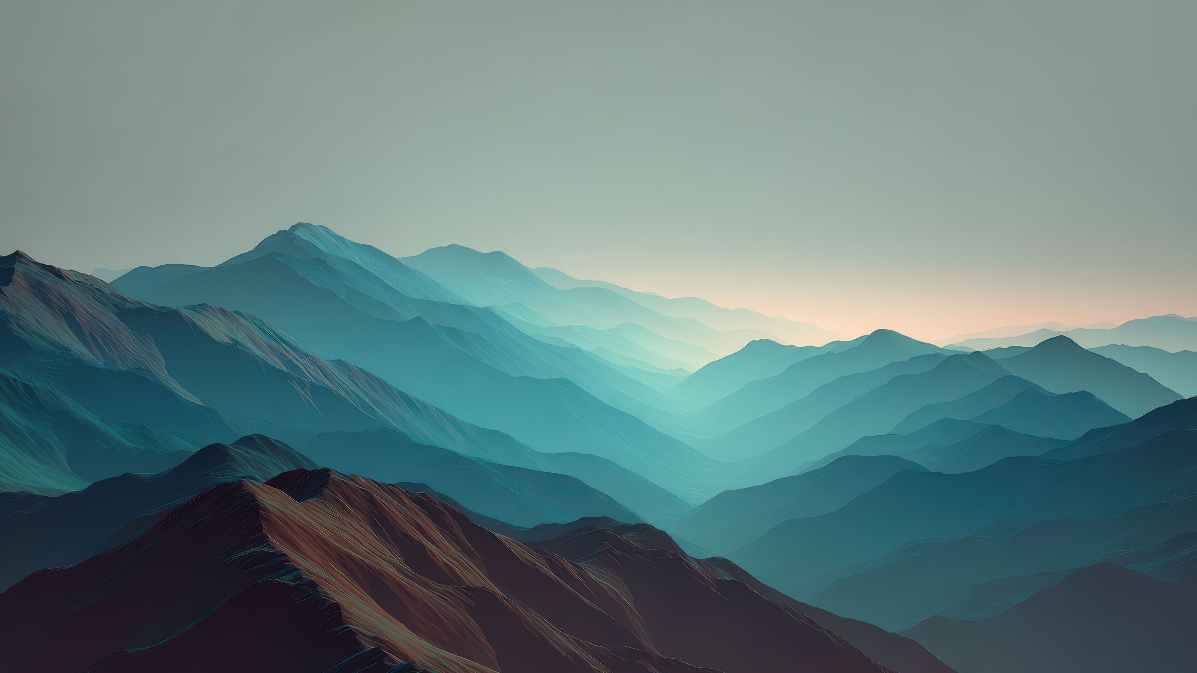 Artistic Gradient Mountain Layers Landscape