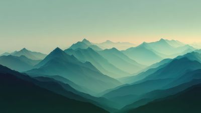 Gradient Haze Over Abstract Teal Mountains