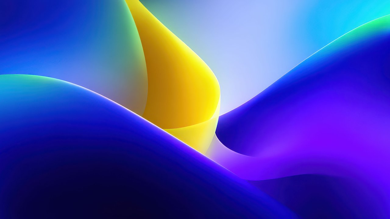 Fluid Blue Yellow Purple Abstract Art