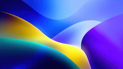 Modern Fluid Blue Yellow Purple Abstract Curves