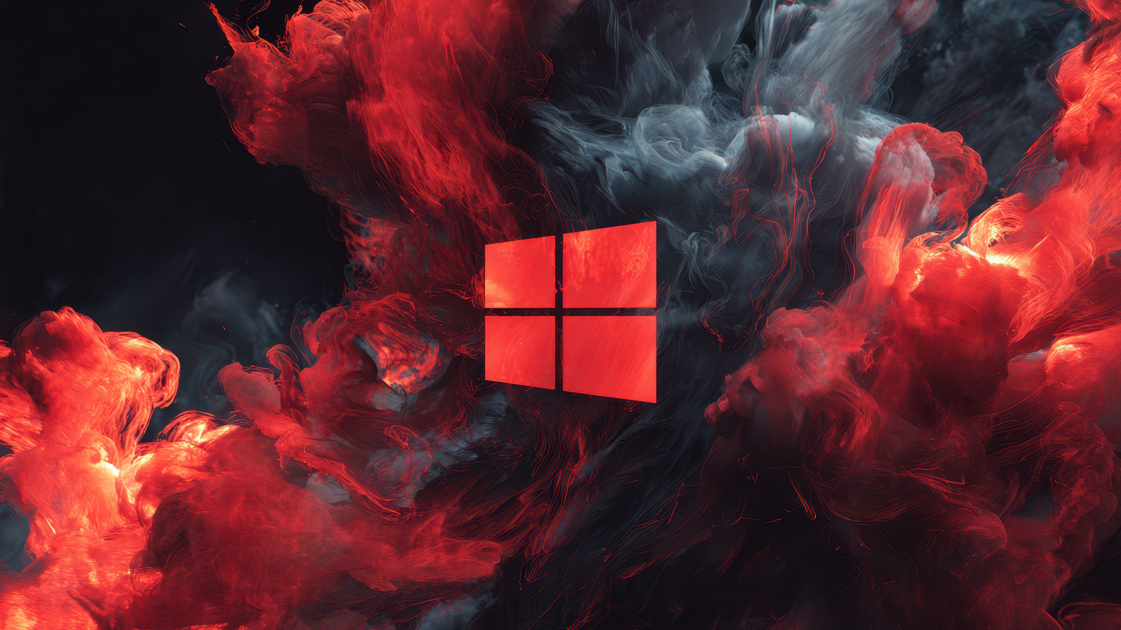 Fiery Red Windows Abstract Smoke Design