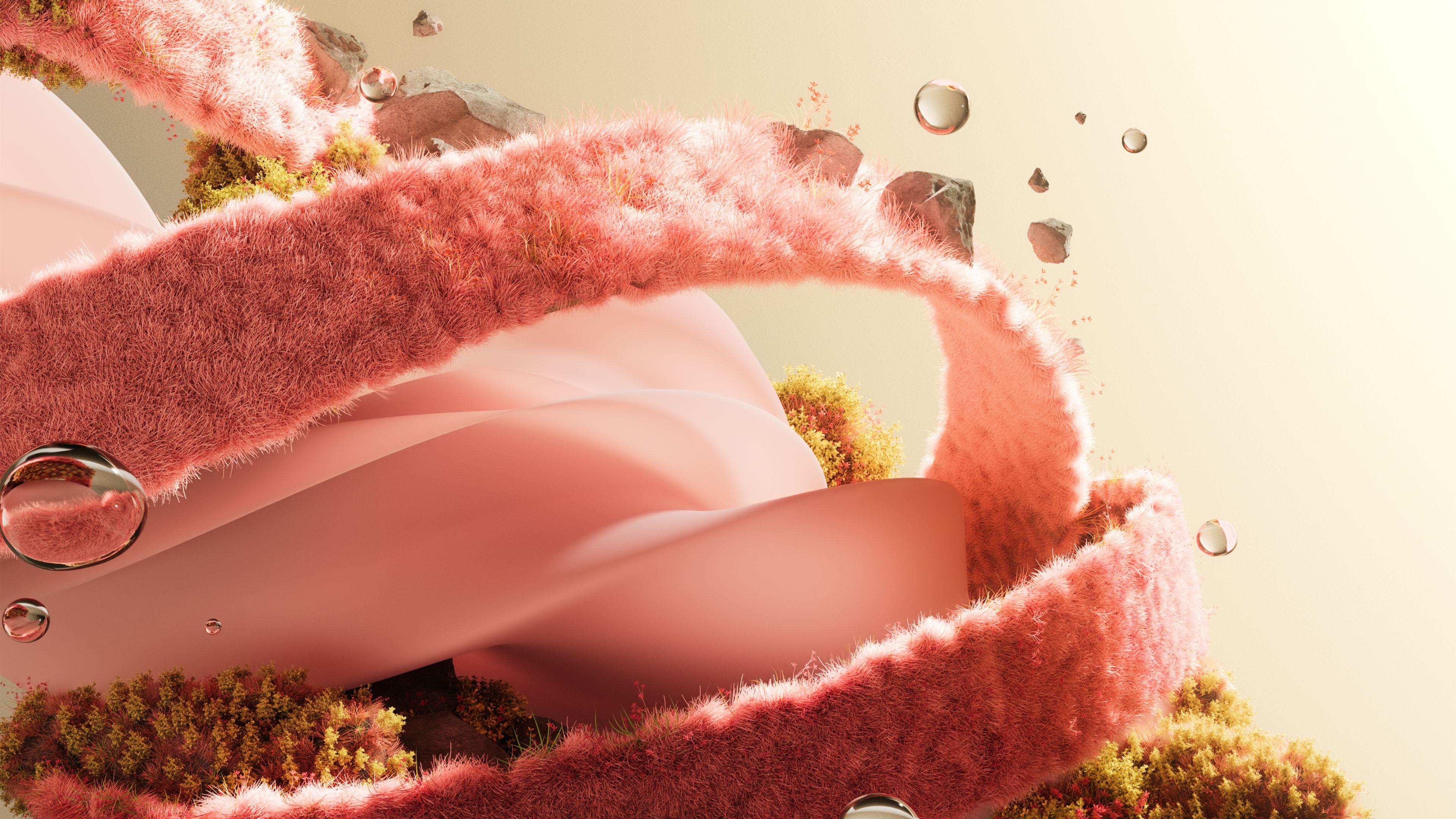 Dreamy Pink Fluffy 3d Swirl Landscape Wallpaper