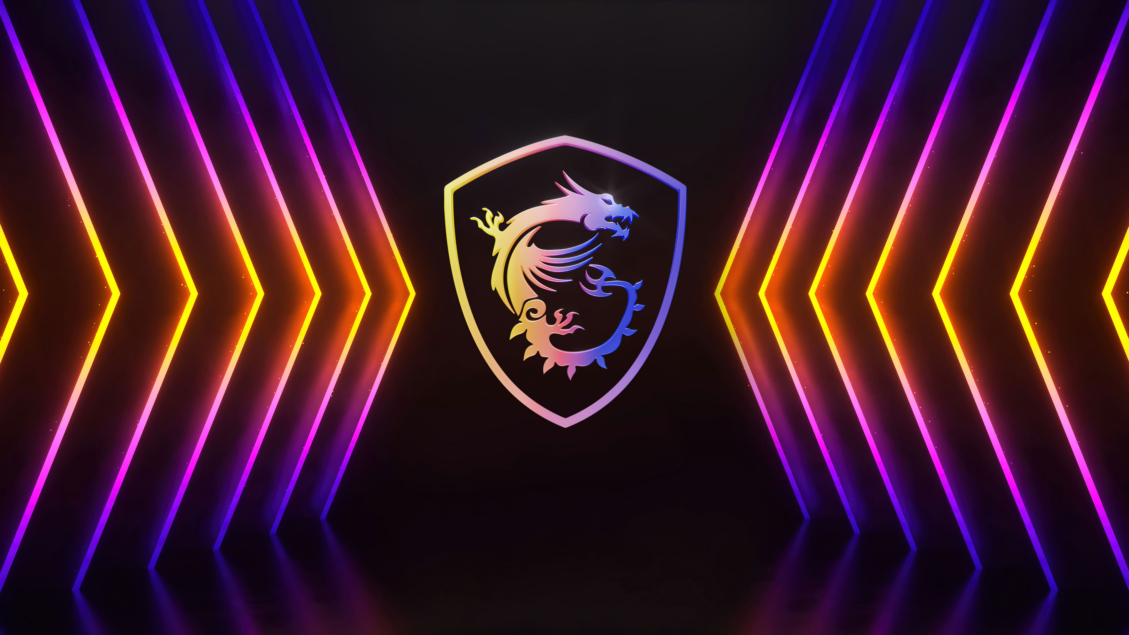 Futuristic Msi Dragon Logo Neon Arrows 4k Wallpaper