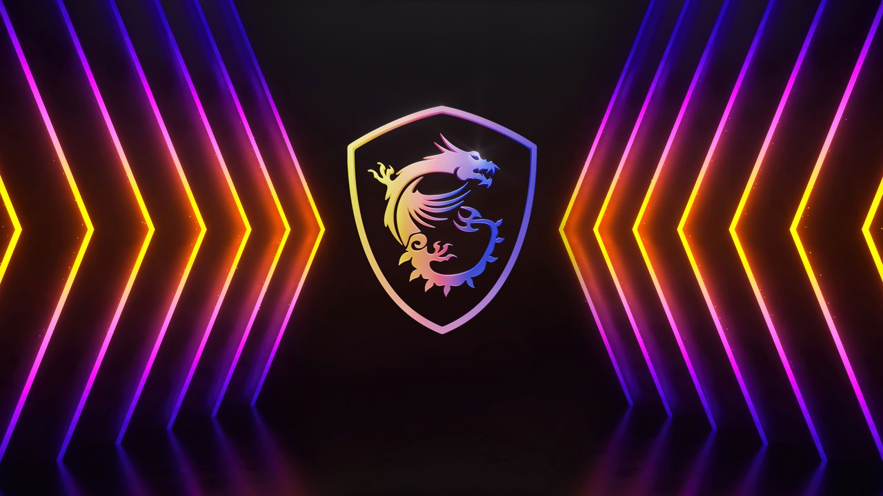 Futuristic Msi Dragon Logo Neon Arrows 4k Wallpaper