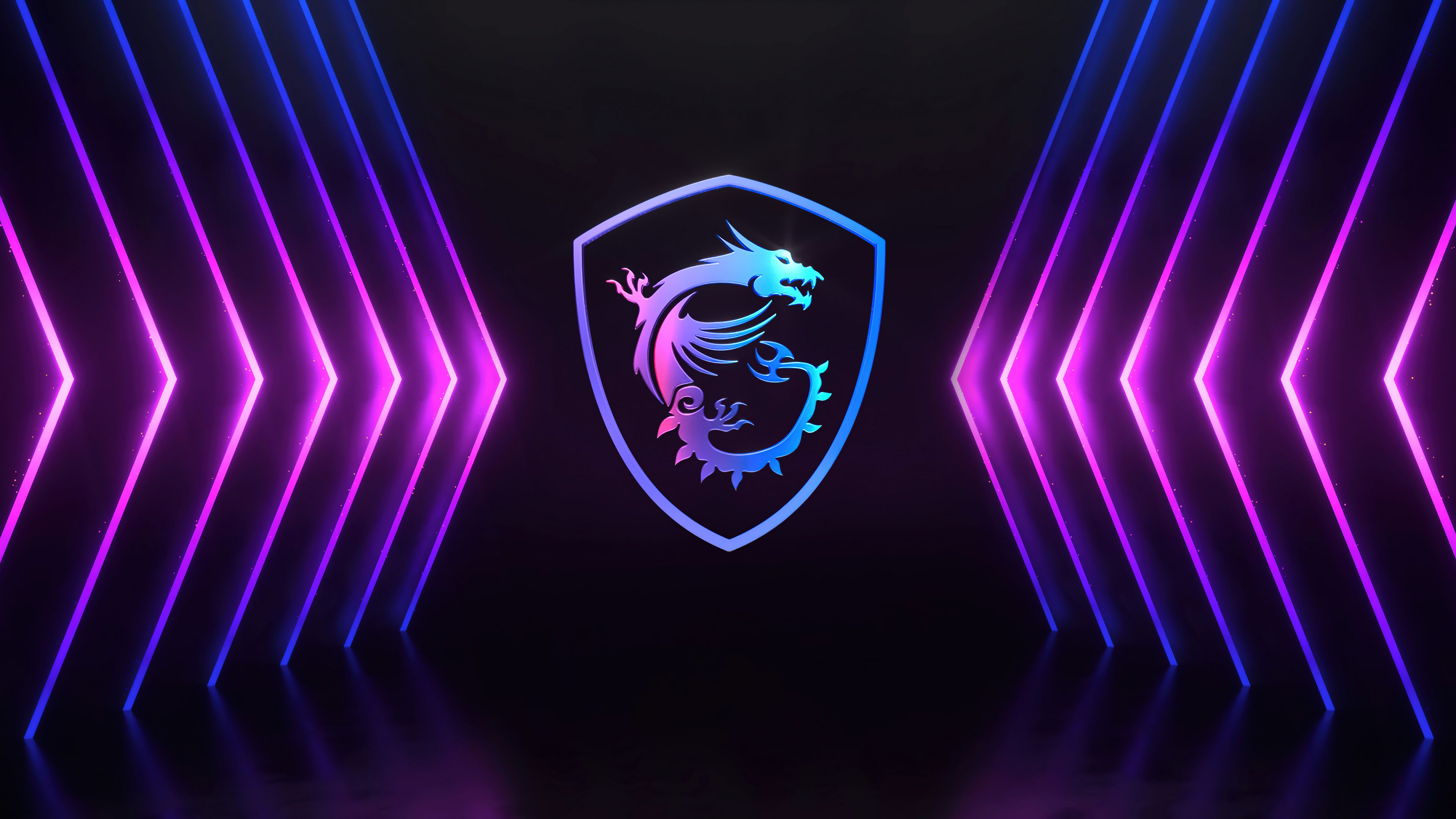 Msi Dragon Logo: Futuristic Neon 4k Gaming Wallpaper