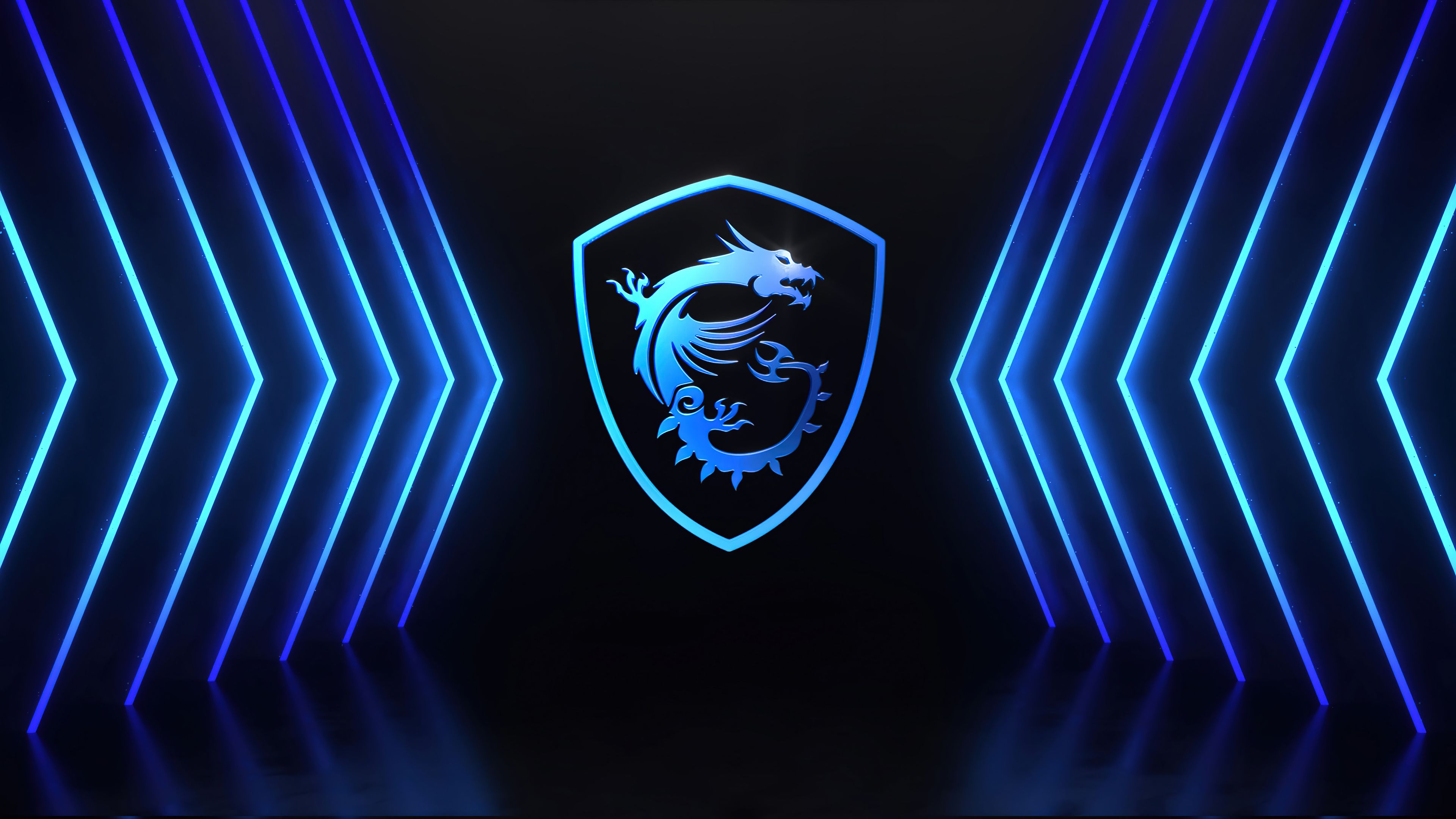 Msi Dragon Logo: Blue Neon Gaming Portal Wallpaper