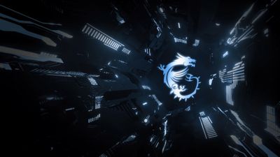 Msi Dragon Logo 4k: Illuminated Cyber Tunnel Wallpaper