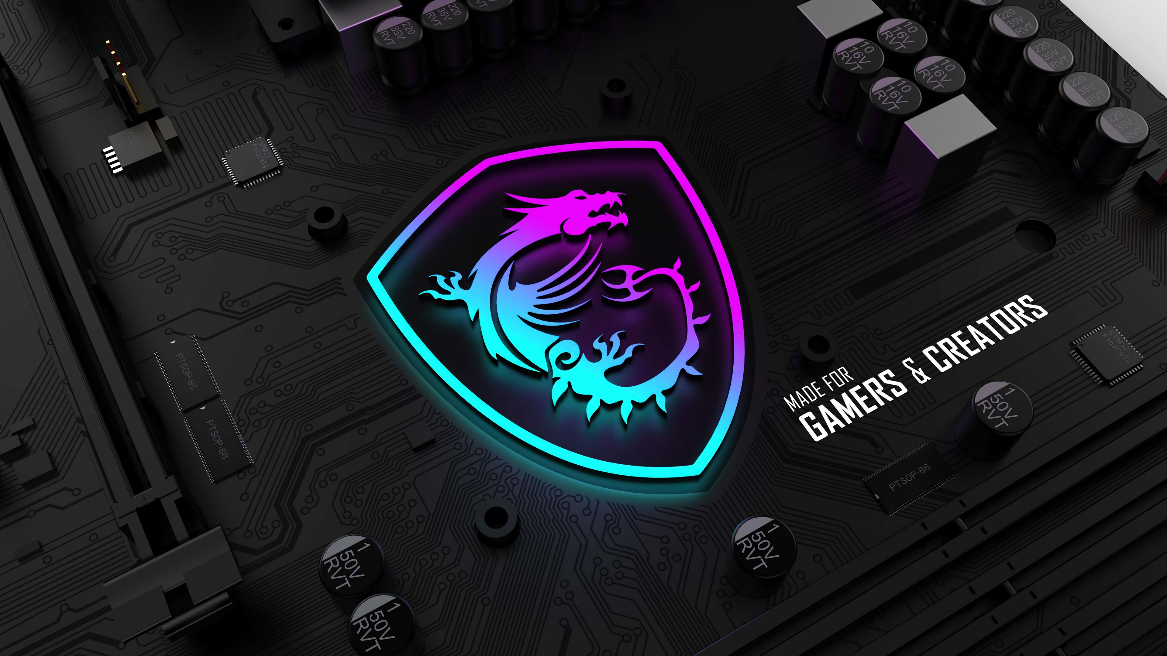 Glowing Msi Dragon Logo 4k Gaming Motherboard Wallpaper