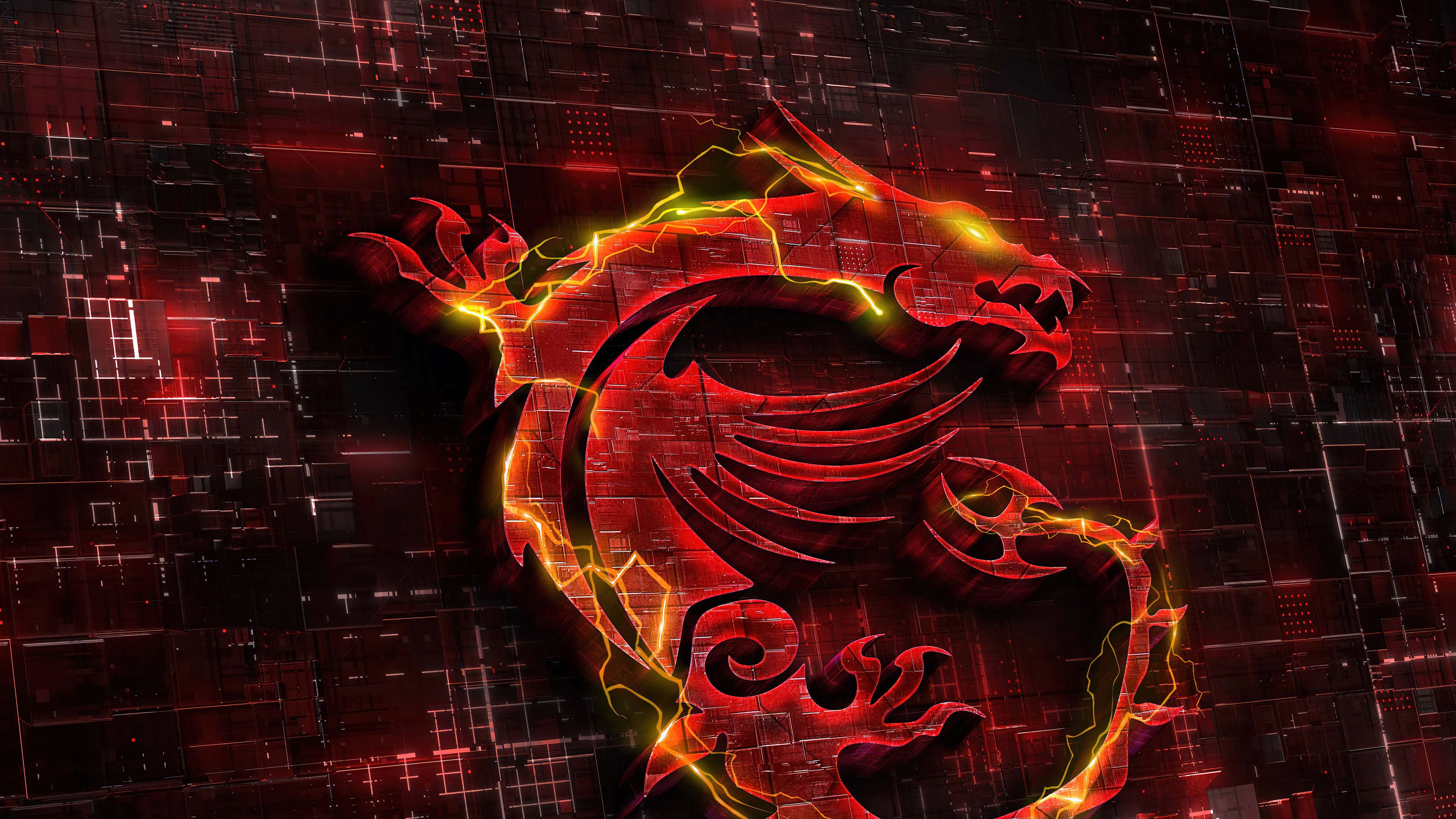 Electrifying Red Msi Dragon Logo Tech 4k Wallpaper