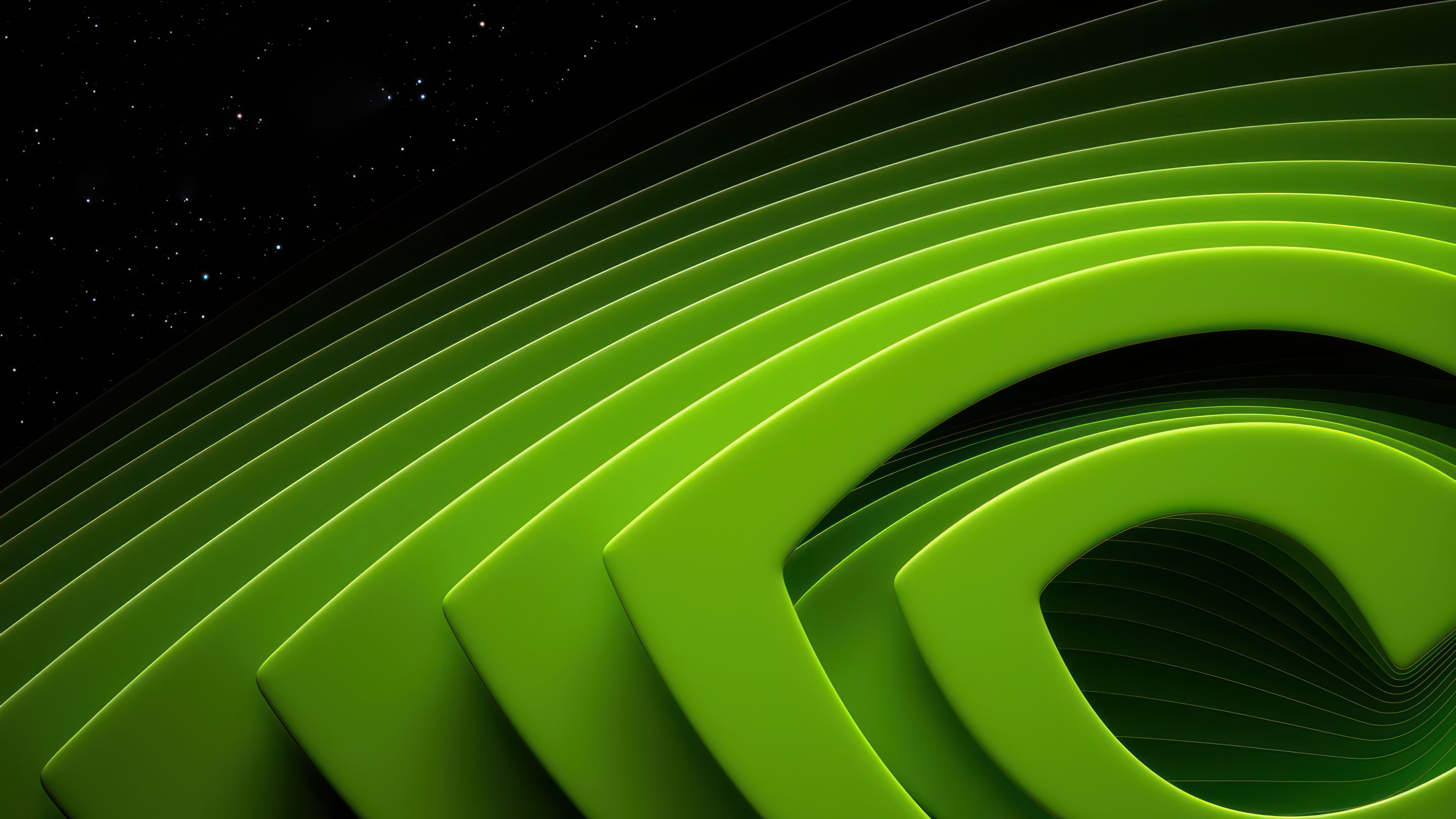 Stunning Nvidia Green Abstract Curves Against Starfield