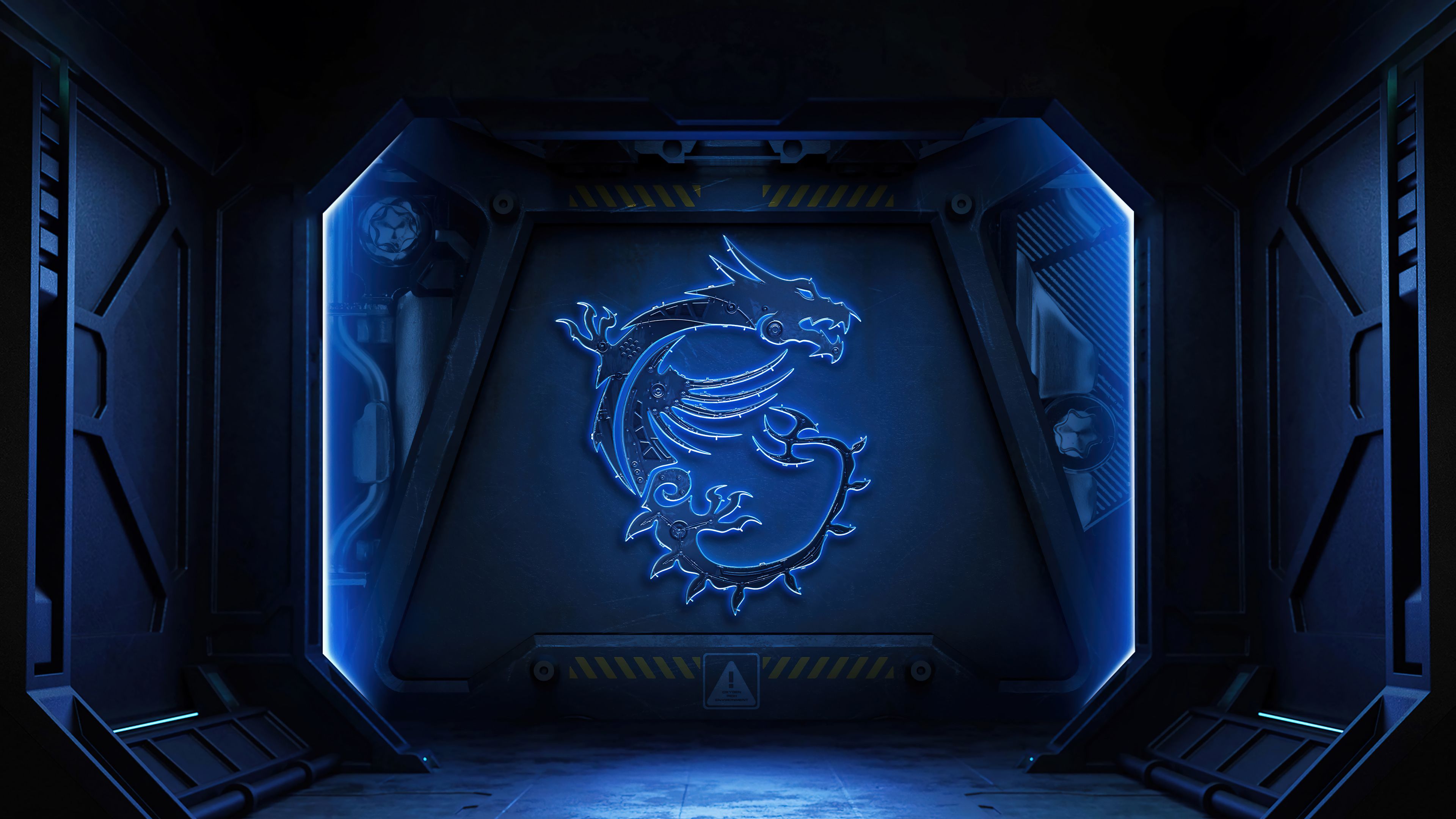 Msi Blue Neon Dragon Gaming Logo 4k