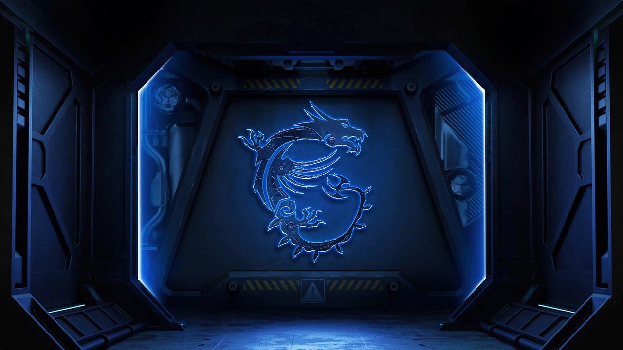 Msi Blue Neon Dragon Gaming Logo 4k