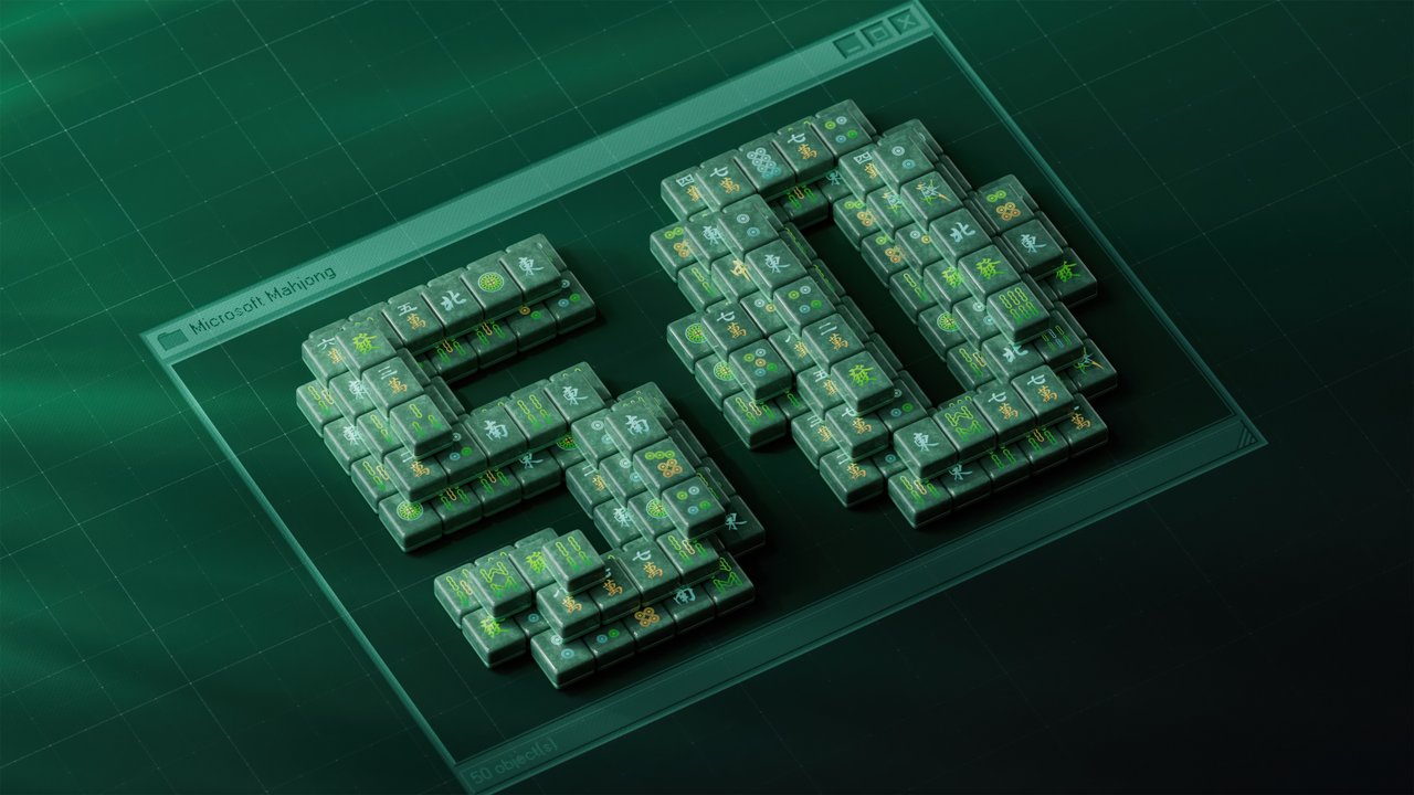 Microsoft Mahjong Dark Mode Fifty Tiles
