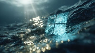 Glowing Windows Logo 3d Water Render