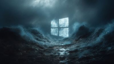 Windows Logo Raging Storm Ocean Rain