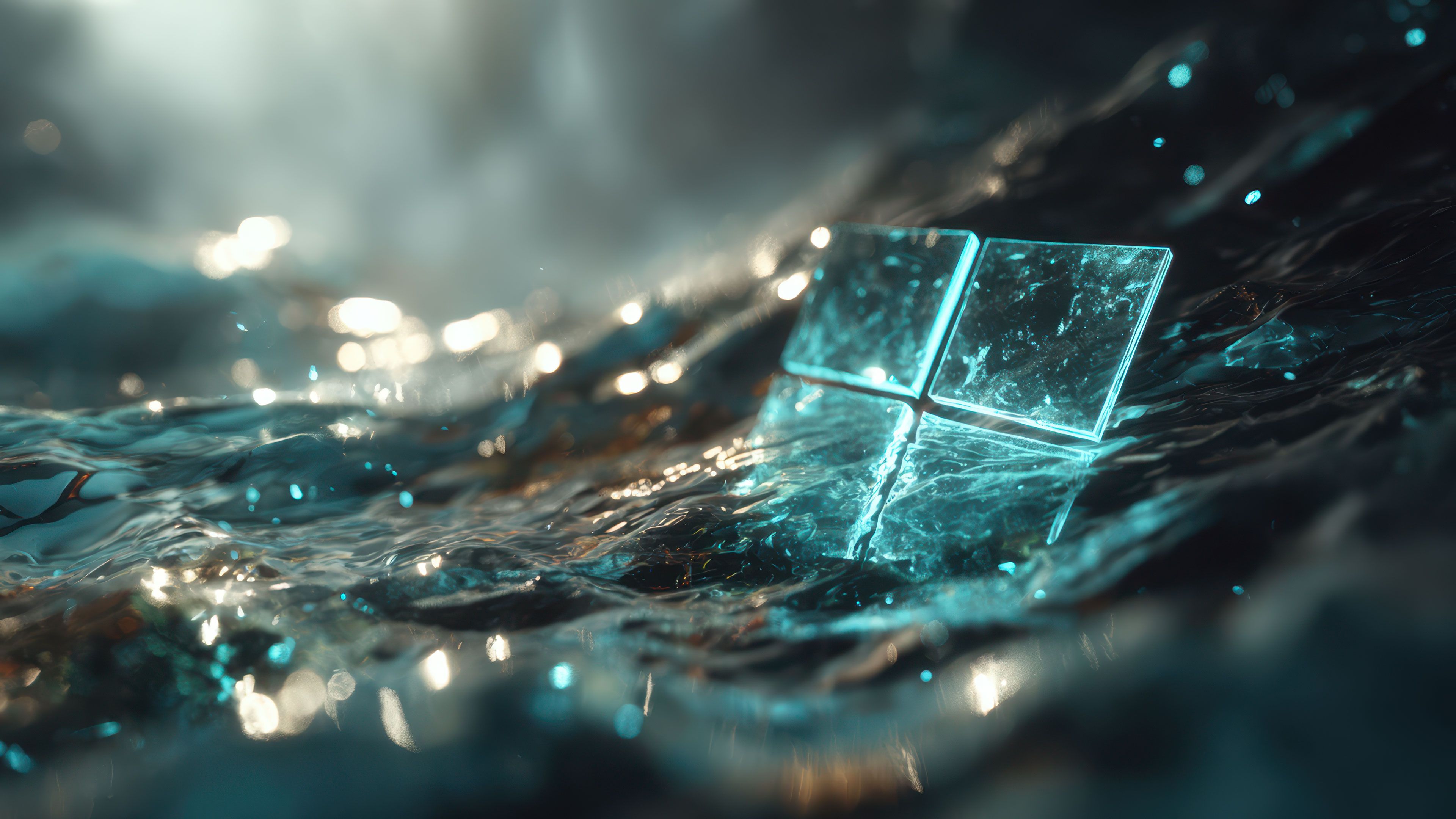 Glowing Windows Logo 3d Water Render