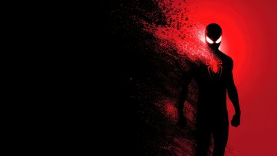 Minimalist Red And Black Spider-man Splatter Wallpaper