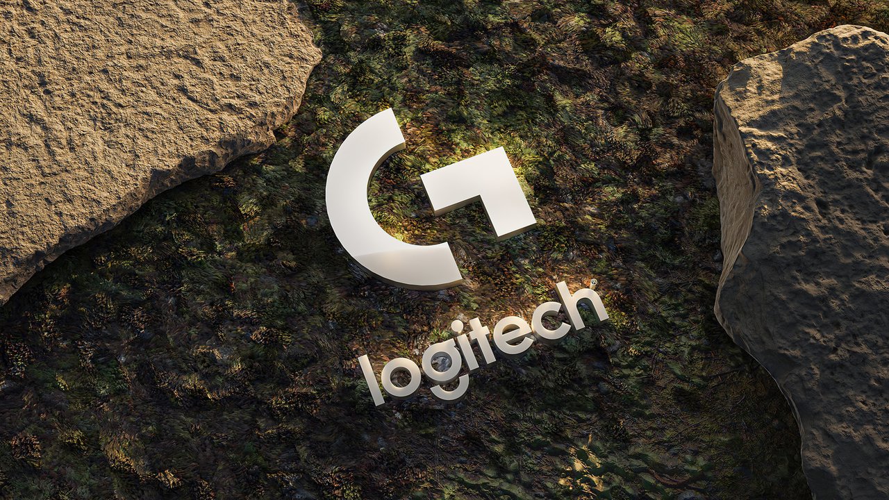 Logitech 3d Logo Nestled In Textured Earthy Terrain Wallpaper