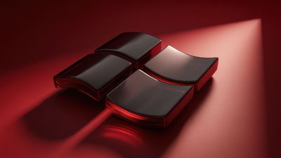 Windows 11 Red Abstract Logo Wallpaper