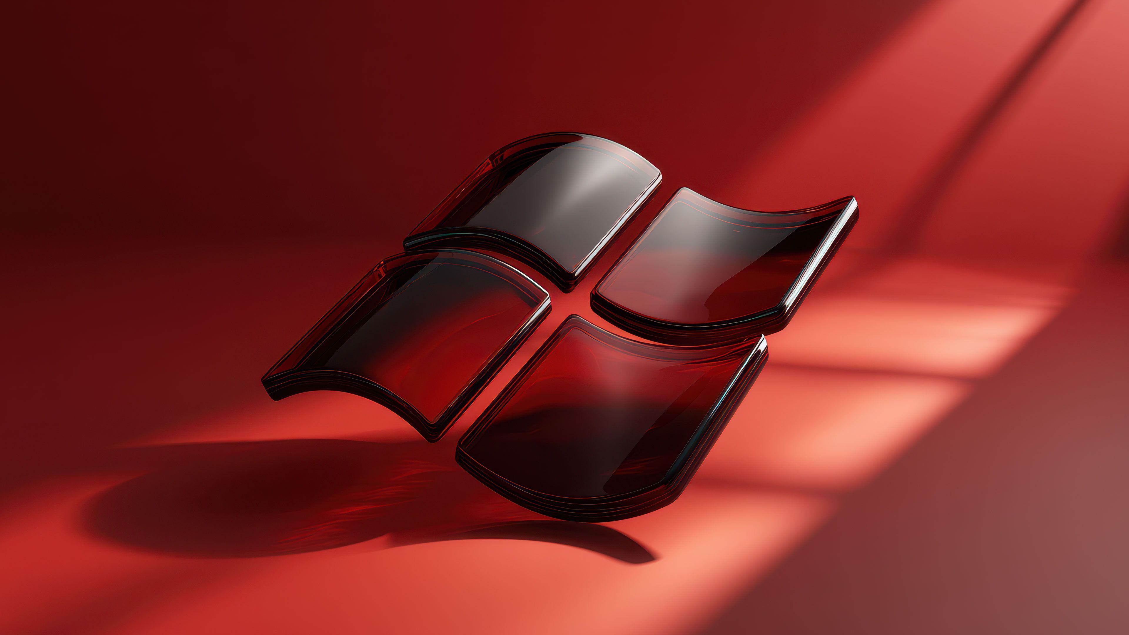 Windows 11 Red Glass Logo Abstract Wallpaper