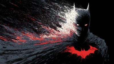 Dynamic Batman Splatter Art With Red Bat Symbol