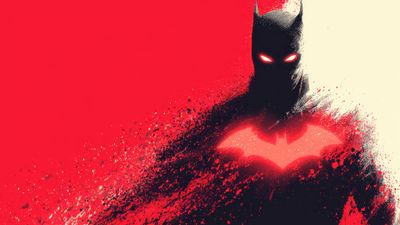 Batman Red Glowing Eyes Bat-Signal Splatter Wallpaper