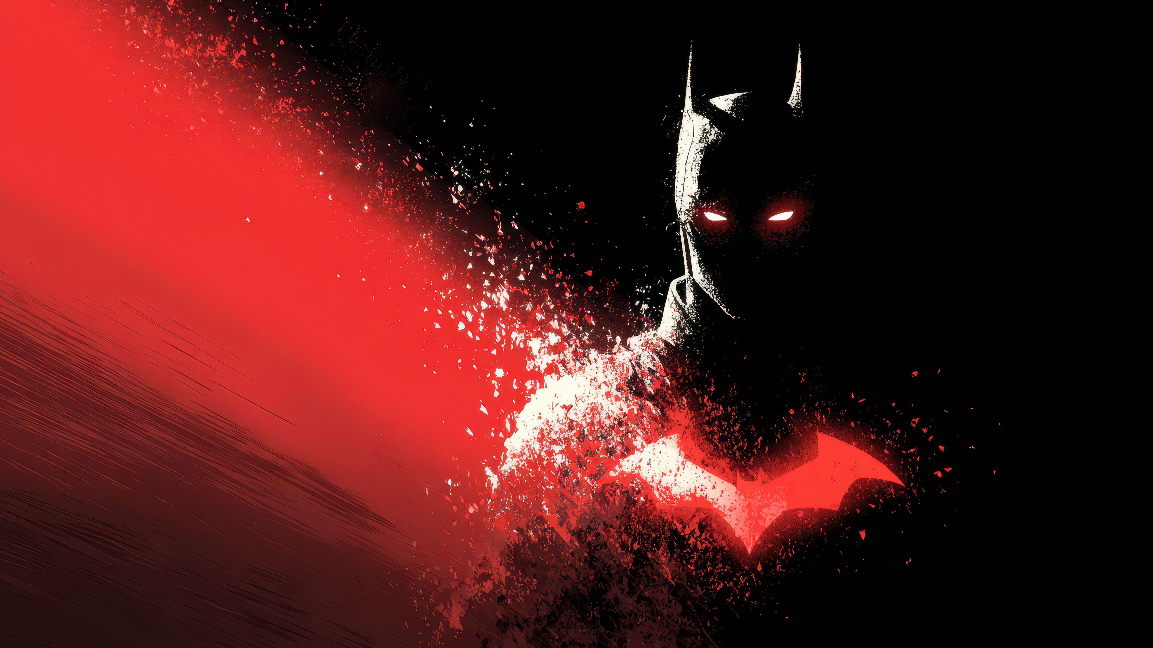 Dark Batman Red Glow Digital Art Wallpaper
